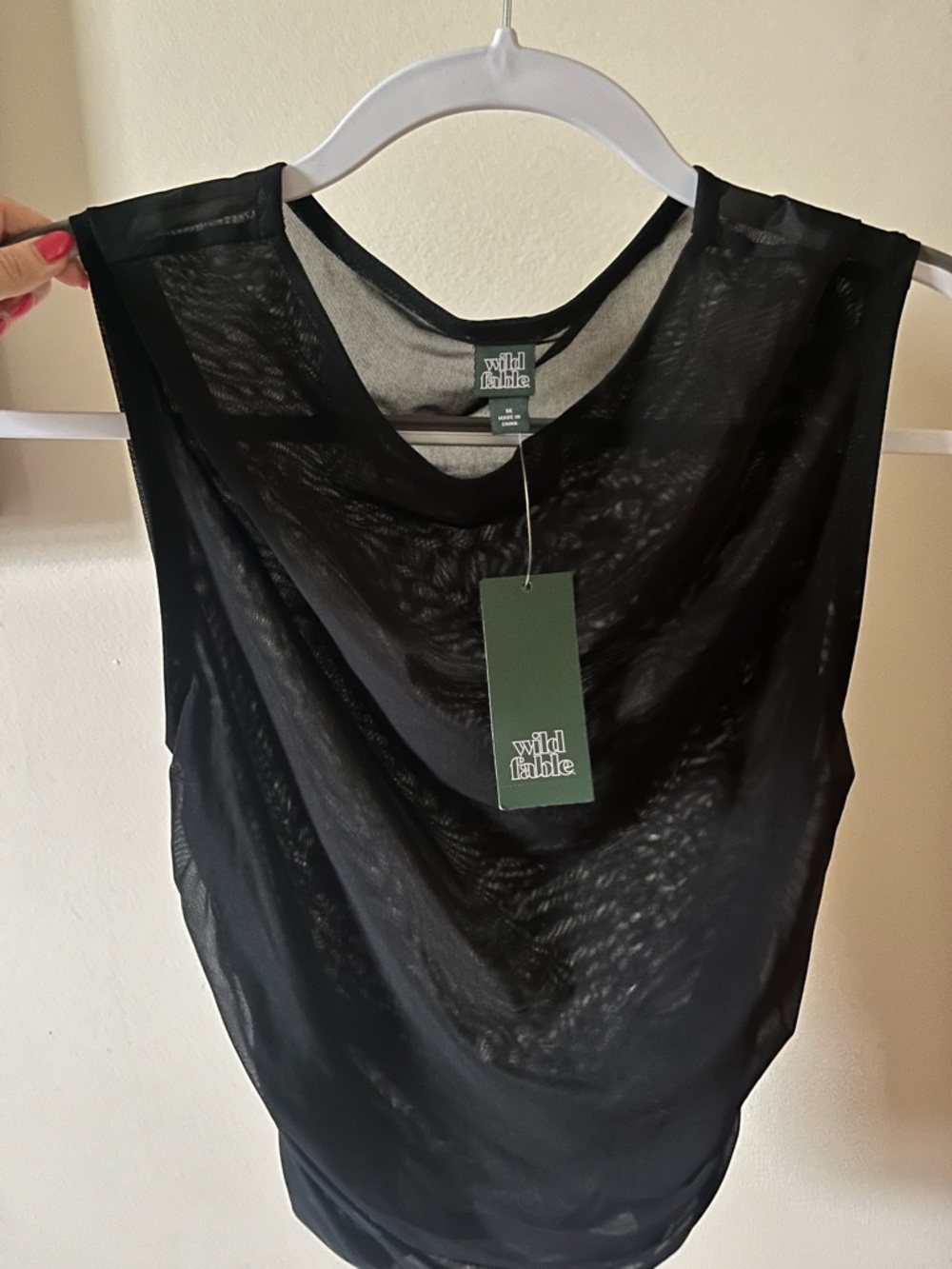 wild fable Black Sheer Cowl Neck Tank